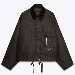 ZARA COLLECTION WAXED CONTRAST COLLAR JACKET